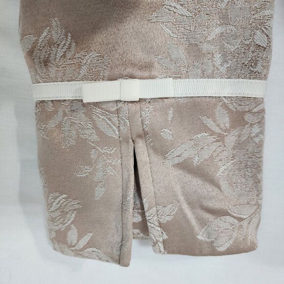 Susan Graver Jacket Large Floral Jacquard Ribbon Trim Button Tan Gold A44774 - Picture 14 of 14